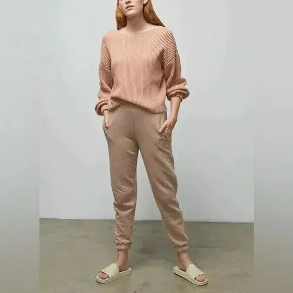 Lunya Restore Double Faced Pant Jogger Sweatpants Otium Tan Heather Size XL
